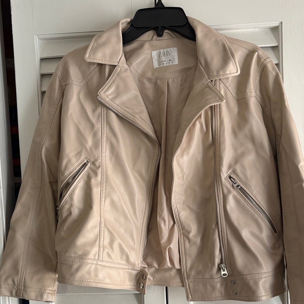 Zara girls Beige Leather Jacket